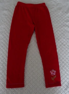 CR Kids 6 Girl Red Knit Pants Leggings Flower VGUC cotton boutique - Picture 1 of 2