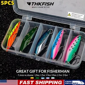 5PCS Fishing Spoons Metal Casting Spoon Fishing Lures Reflective Spoons Bait   - Picture 1 of 14