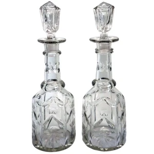 c 1860 Par de botellas antiguas inglesas de vidrio de corte victoriano medio cuello alto - Imagen 1 de 20