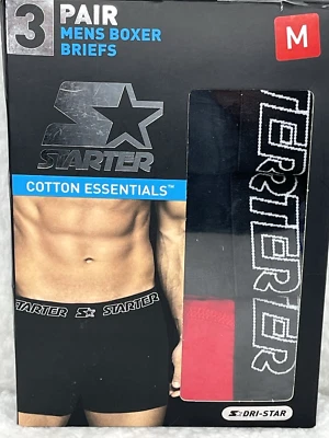 Starter Men's Boxer Briefs SZ Med 3-Pk Cotton Stretch Classic Fit Breathable - Image 1 of 4