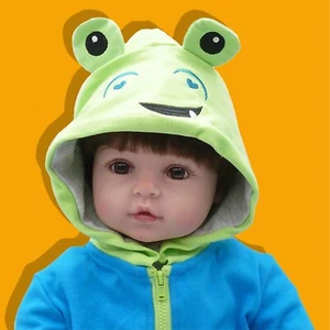 24"beautiful Simulation Baby Girl Play House Toy Reborn Baby Doll In Frog Dress - Picture 1 of 11