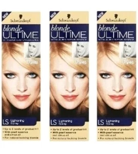 3 X Schwarzkopf blonde Ultîme Lightening Hair Spray LS 100mL 2 SHADES LIGHTER - Picture 1 of 2