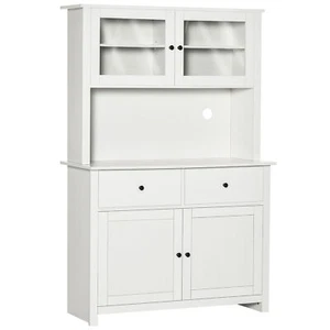 TALL Kitchen Buffet Hutch Pantry Storage Coffee Bar Cabinet with Microwave Stand - Picture 1 of 9