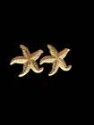 Gold Beachy Nautical Textured Starfish Post Earrings