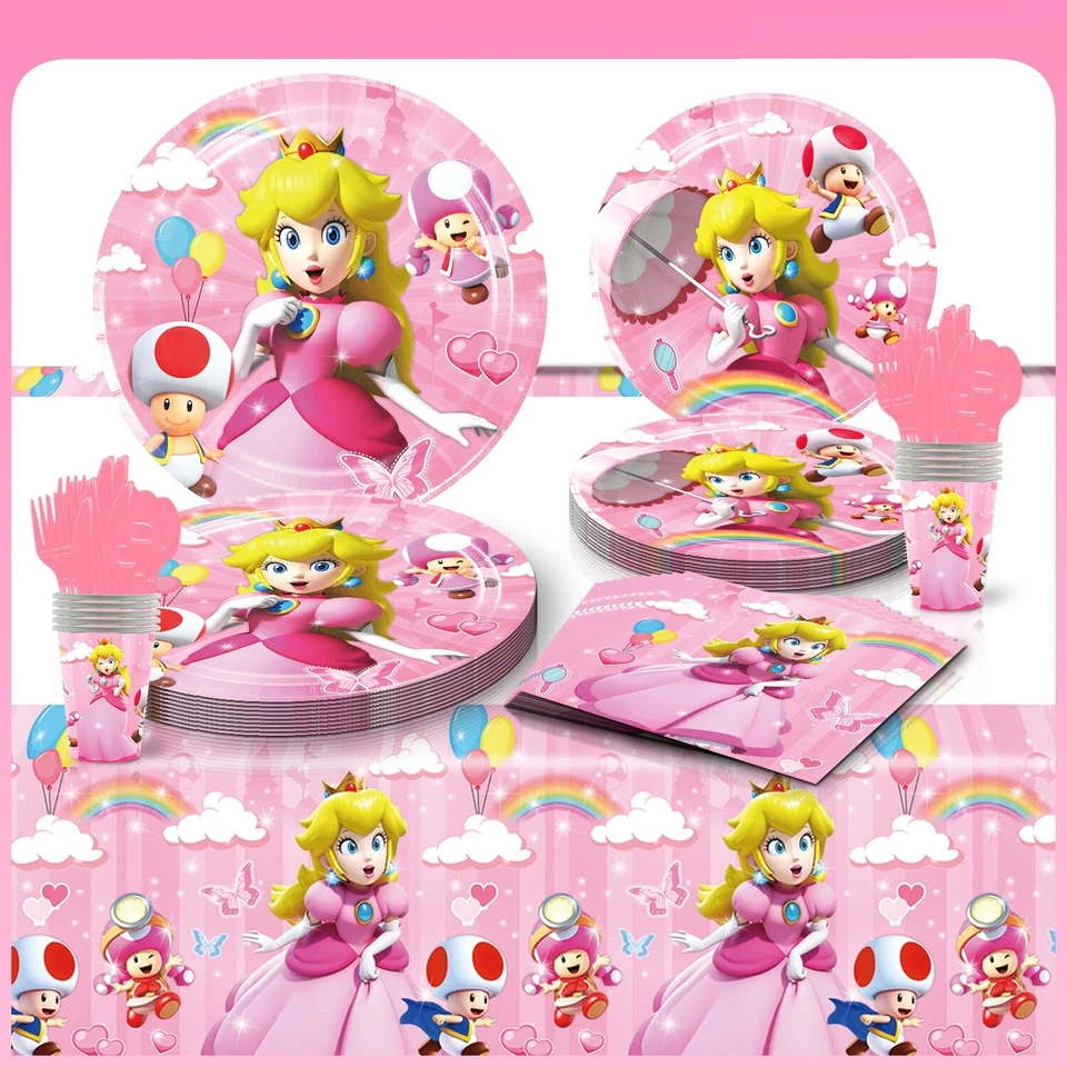 Princess Peach Party Supplies Balloons Kids Birthday Mario Decoration Tableware - image 1 of 1
