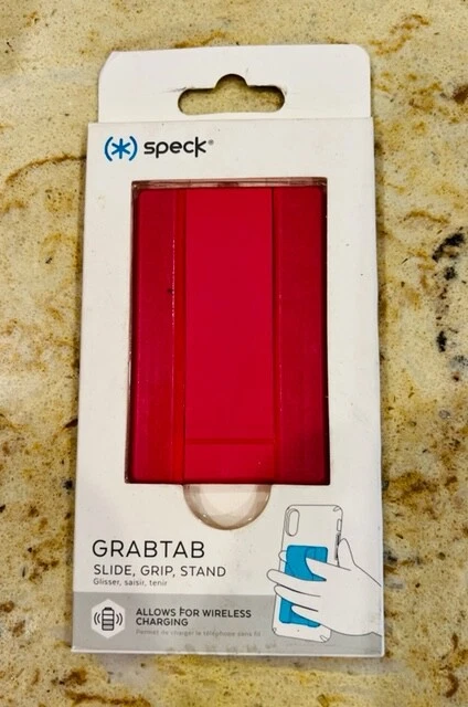 Speck GrabTab Finger Grip/Kickstand for phone & allow Qi wireless charging, Pink - Image 1 of 1