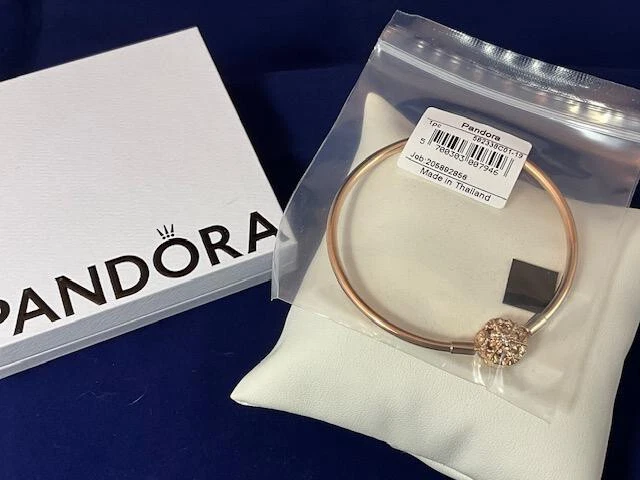 Limited Edition Pandora Moments Sparkling Snowflake Clasp Bangle 582338C01-19cm