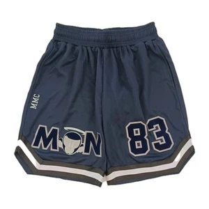 Monkey Money Shorts Youth Size M Suede Logo Print Navy Blue Training Basketball - Picture 1 of 9