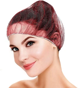 100-Pack 28" Red Disposable Hair Nets, Nylon Bouffant for Food Service - Picture 1 of 6