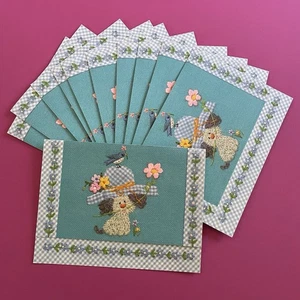 Vintage Briefpapier Punze Seal & Send - blau Gingham bestickt Stil Welpe - Bild 1 von 3