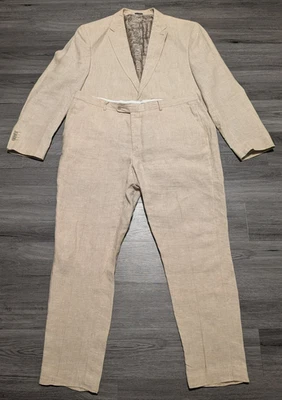 Traje Joseph Abboud Para Hombre Tostado 100% Lino Calce Ajustado 2 Piezas Talla 48R 40x30 Foto 1 de 4