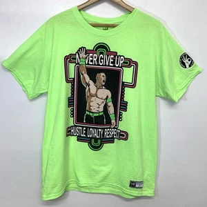 John Cena T Shirt Never Give Up Lime Green Large You Cant See Me Authentic WWE - Picture 1 of 9