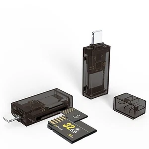 Lecteur Carte Mémoire SD TF Transparent USB Type-C pour Lightning pour Iphone - Photo 1/14