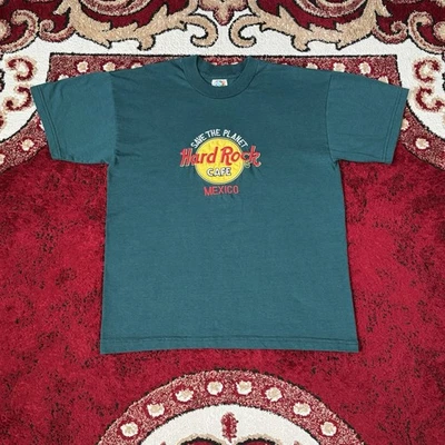 Vintage 90s-Y2K Hard Rock Cafe Mexico Embroidered Save The Planet T Shirt Size M - Image 1 of 4