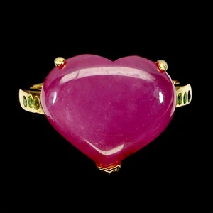 925 Sterling Silver Ring Heart Ruby 14x12mm Chrome Diopside Gemstone Jewelry 6.5 - Picture 1 of 13