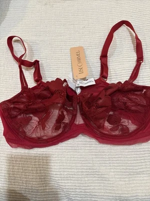 Lise Charmel Sz 36E Red Lace And Leather Accent Bra NWT French Lingerie - Image 1 of 4