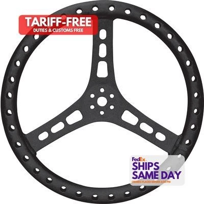 Quickcar 68-006, One Black Aluminum 15In Steering Wheel L/W Aluminum Black Perfo - Image 1 of 4