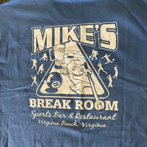 Mike’s Break Room Virginia Beach VA T Shirt Mens XL Blue NWOT Pool Hall Sports - Picture 1 of 10