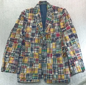 J Crew Blazer Sport Jacke Herren Sm Madras Mehrfarbig Patchwork Karo Leicht - Bild 1 von 24