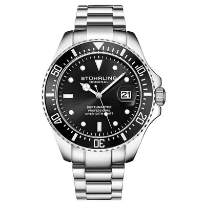 Reloj de buceo Stuhrling Depthmaster 3940 Miyota movimiento para hombre, tamaño 42 mm - plateado Foto 1 de 4
