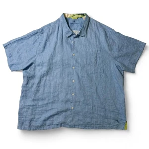 Tommy Bahama 100% Linen Shirt Mens Size 4XLB Big Blue Button Up Short Sleeve - Picture 1 of 8