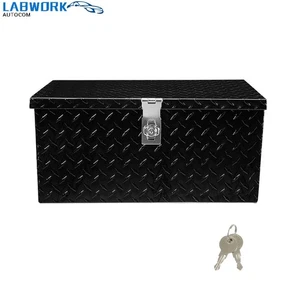 20"X12"X9.5" Black Aluminum Cuboid Diamond Plate Tool Box For Pickup Truck RV - Picture 1 of 14