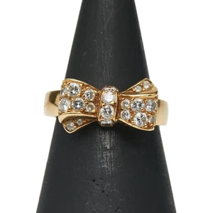 Van Cleef & Arpels 18k Yellow Gold Diamond 0.48ct Ring bow papillon vintage US5 - Picture 1 of 7