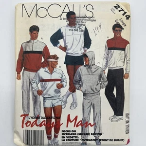 McCall’s 2714 Men’s Sweatsuit Top Pants Shorts Hoodie Large Vintage 1986 Uncut - Picture 1 of 4