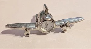 Mini Airplane Desk Clock Paulo Rossi Classic Quartz Japan Movement Propellers - Picture 1 of 4