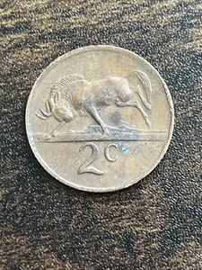 1970 South Africa 2 Two Cents Bronze wildebeest Actual Coin TB2095* - Picture 1 of 2