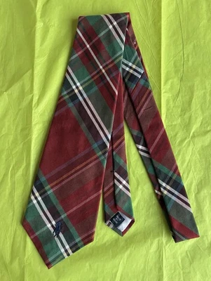 NWT VTG Polo Ralph Lauren Tie Logo Madras Plaid 100% Cotton Made by Hand USA - Image 1 of 4