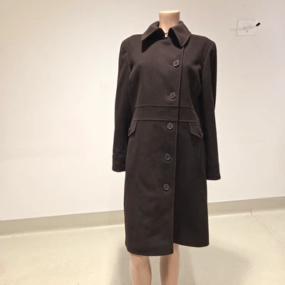 Chaqueta larga para mujer CK 90 % lana y cachemir 10 % chocolate talla 10 Foto 1 de 4