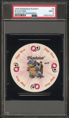 Blastoise Pokemon Card Rummy Playing Card Poker Q Diamonds 1999 Nintendo PSA 9 - Image 1 of 3