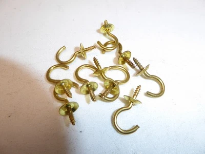 10 винтажных крючков для чашек 5/8 дюйма из цельной латуни производства Hindley сделано в США НОВЫЕ! - Изображение 1 из 2