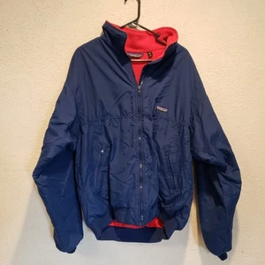 Vintage PATAGONIA Fleece Lined Shelled Synchilla Jacket 90s USA Made Blue XL - Picture 1 of 12