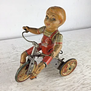 Vintage 1930er Dreirad Aufzieh Blech Kiddy Radfahrer Unikat Art Manufacturing Co. - Bild 1 von 10