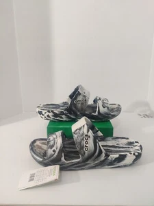 Sandalias Crocs clásicas blancas/negras jaspeadas para hombre talla 10 nuevas con etiquetas - Imagen 1 de 6