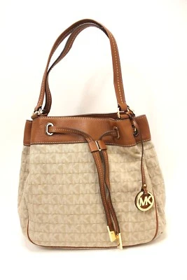 Bolso de Mano Michael Kors Marina Grande con Cordón (Caqui Oscuro) Foto 1 de 2