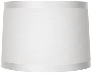 Off-White Fabric Medium Drum Shade 13" Top x 14" Bottom x 10" High (Spider) - Picture 1 of 7