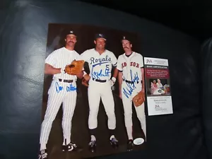 Foto FIRMADA de Don Mattingly Wade Boggs George Brett CERTIFICADA JSA - Imagen 1 de 4