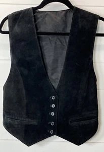 Vintage Global Identity G-III Black Leather Vest Damen Weste Medium Y2K *Flaw - Bild 1 von 10
