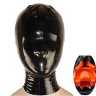 Latex Hood with Red Teeth Gag and Nasal Tubes Back Zip Fetish  Mask Full Face 