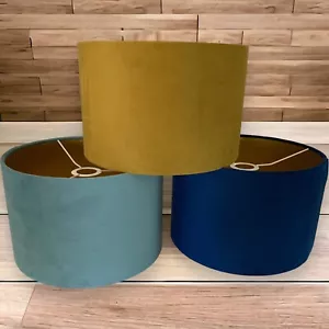 Velvet Lampshade for ceiling table and floor lampshade with brushed gold lining. - Picture 1 of 26