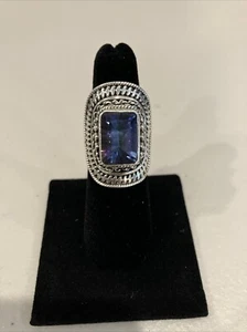 Estate Jewelry Vintage Blue Purple Quartz Ring Sterling Silver 925 *Bent Band* - Picture 1 of 13
