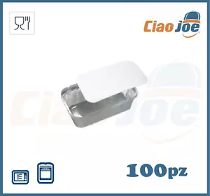 100 CONTENITORI / VASCHETTE IN ALLUMINIO 2 PORZIONI CON COPERCHIO PER ALIMENTI - Foto 1 di 1