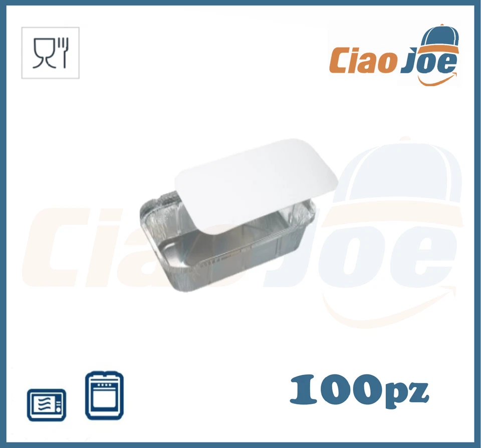 Vaschette Alluminio 2 porzioni con coperchio asporto per alimenti 100 pz - Imagen 1 de 1