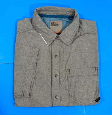 全新 X-SMALL 5.11 战术 ARES 短袖扣扣衬衫 71372 印章 — 第 1/3 张图片