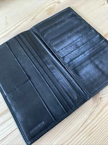 CARTERA DE BOLSILLO CON BOLSILLO LARGO DE CUERO DE BECERRO FINO NEGRA CON CAÑA AUSTIN-ARTÍCULO DE LUJO RARO - Imagen 1 de 13