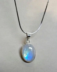 Handmade Moonstone Pendant, Rainbow Moonstone Round Necklace, Elegant Moonstone - Picture 1 of 3