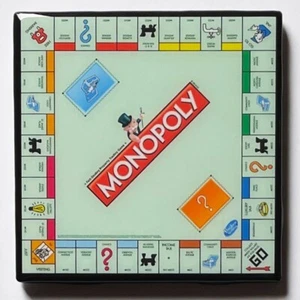 MONOPOLY BOARD Custom Ceramic Tile COASTER Barware Cork Games - Picture 1 of 5